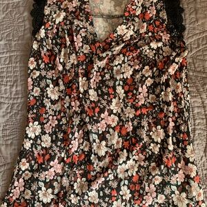 Floral Sleeveless Top with Lace Detail